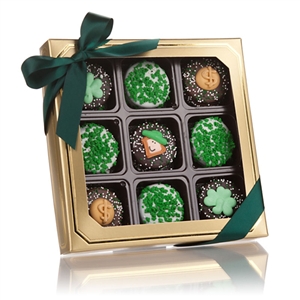 Milk chocolate gift box filled with assorted chocolates truffles.